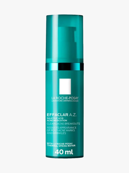 La Roche-Posay Effaclar A.Z. Gel Azelaic Acid Acne Treatment in branded component on a light gray background